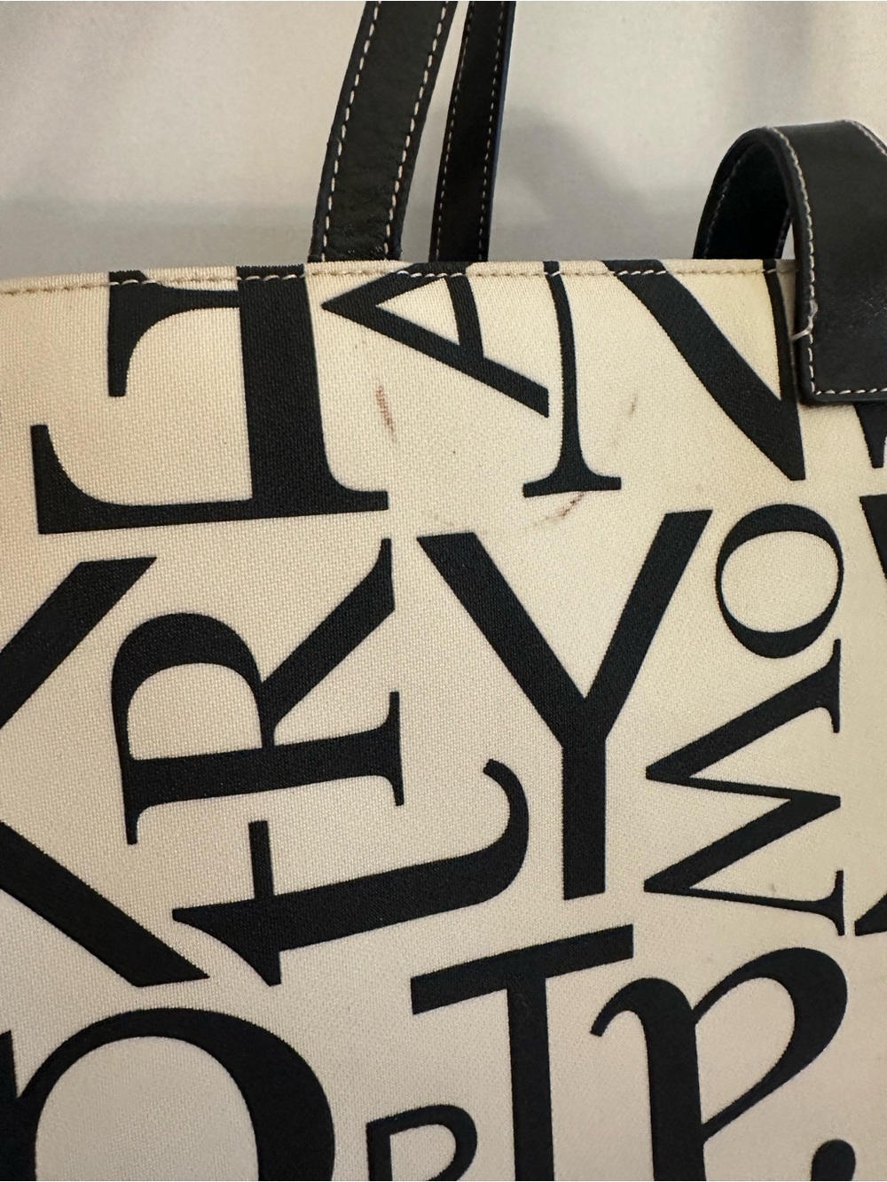 Kate Spade New York Black & Cream Graphic Letter Print Large Tote Bag - Picture 4 of 10